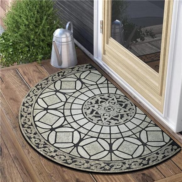 Front Door Mat Outdoor Entrance, Heavy Duty Doormat Half Circle Rug